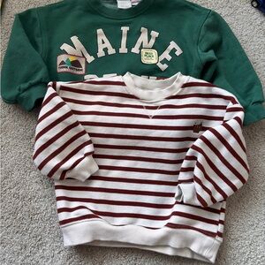 Zara Green and Red Striped Kids Sweatshirts